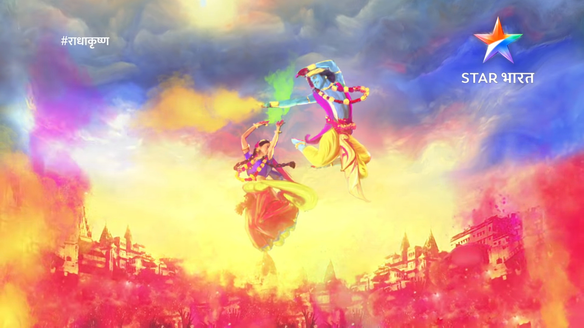 Radha Krishna Hd Holi Wishes Wallpaper | Hindu Gods and Goddesses